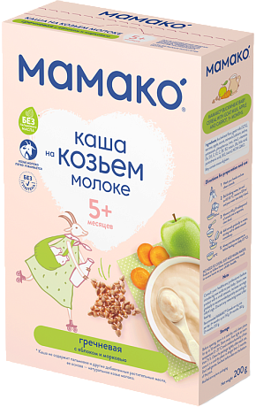 Ешкі сүтіндегі алма пен сәбіз қосылған қарақұмық МАМАКО<sup>®</sup> ботқасы